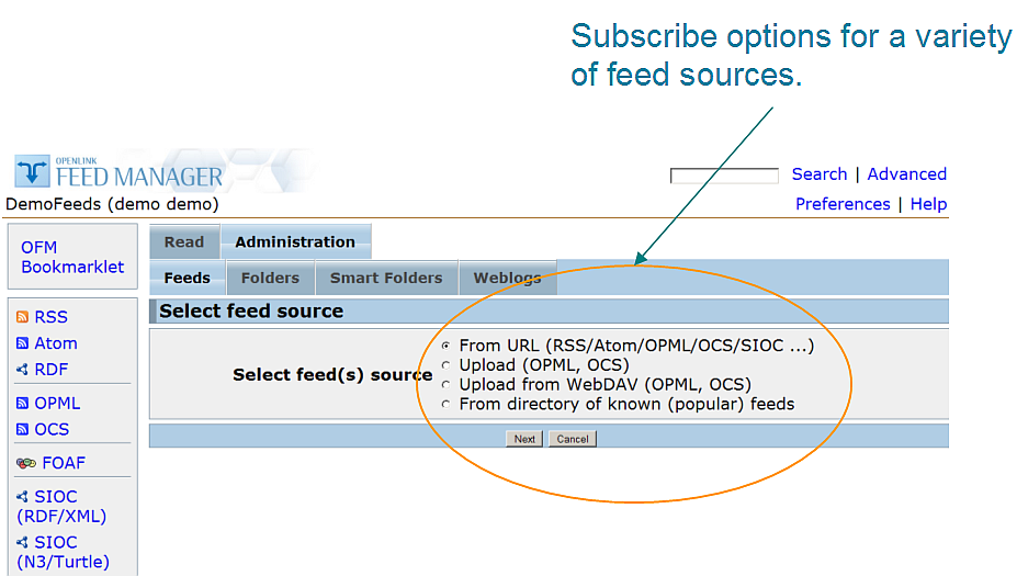 Feed Manager Feeds Sources