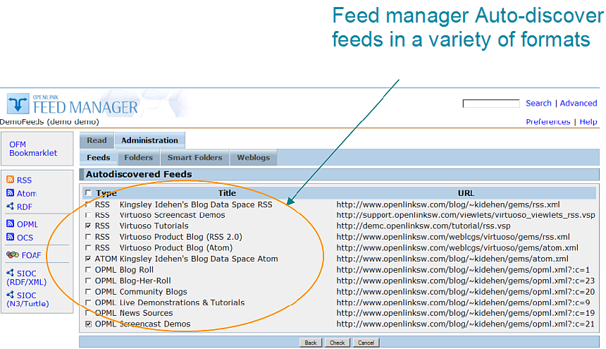 Feed Manager Auto-Discover Results