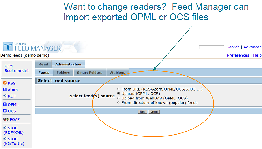 Feed Manager Subscribe OPML