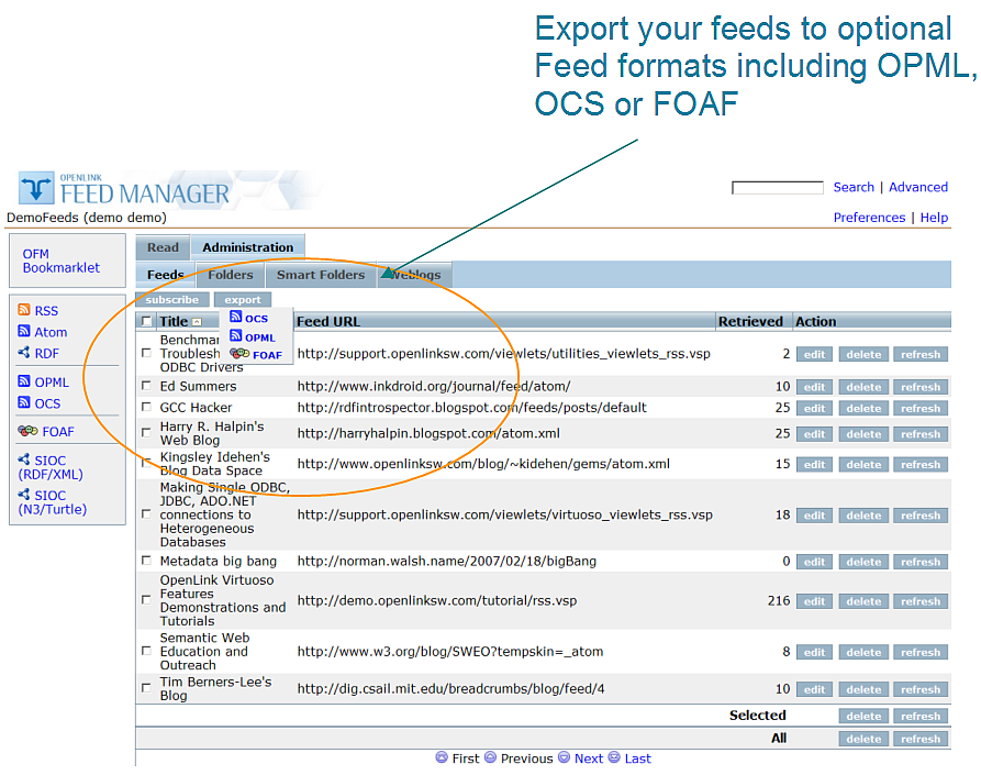Feed Manager Export Feeds