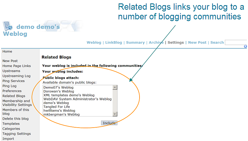 Weblog Related Blogs