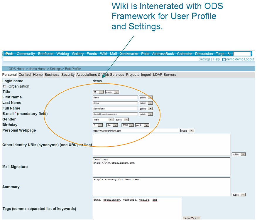 Wiki User Settings