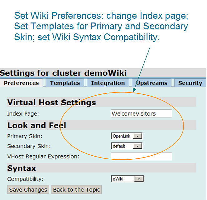 Wiki Cluster Settings