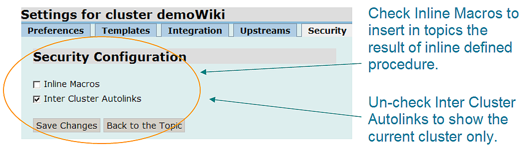 Wiki Cluster Settings - Security