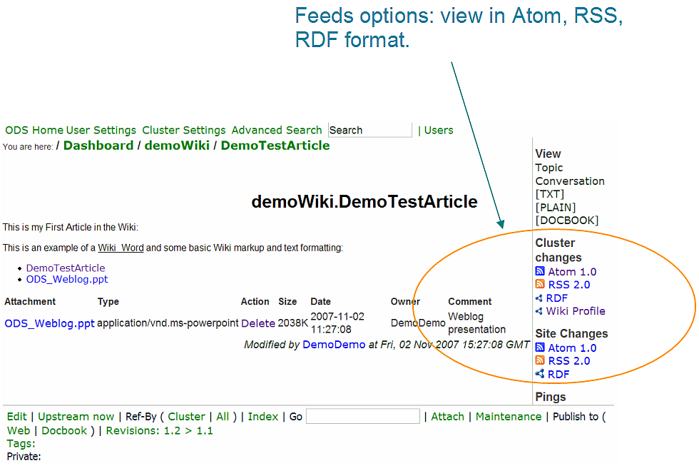 Wiki Feed Options