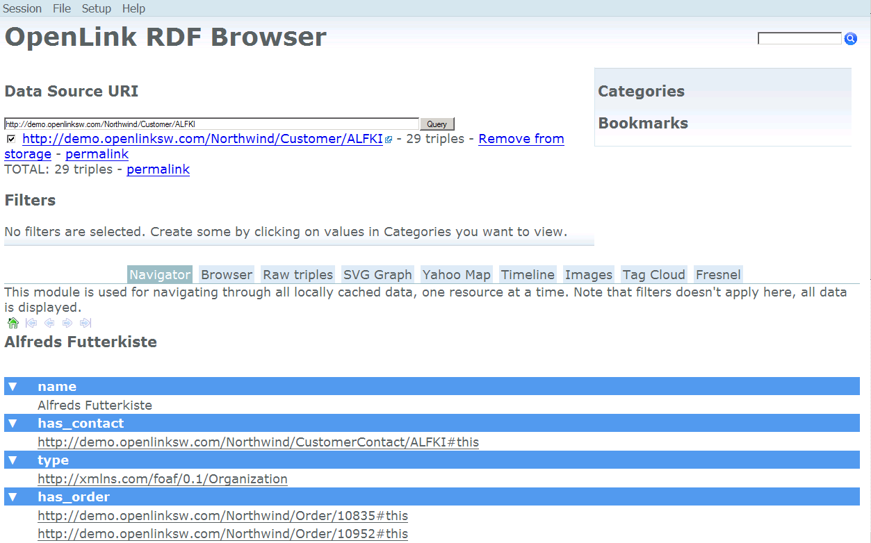RDF Browser View: Customer